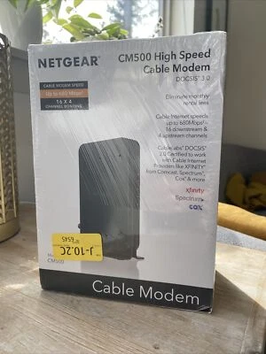 NETGEAR CM500 (CM500100NAS) 680 Mbps High Speed Cable Modem - Black New Sealed - Image 1 of 4