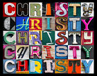 CHRISTY Namensplakat mit Fotos von tatsächlichen Zeichenbriefen