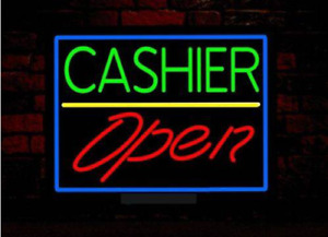 Cashier Open Store 24"x20" Neon Sign Light Lamp Workshop Bar Poster Collection