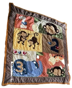 Kidsline Quilted Comforter Large 78 x 78 Monkeys Elephant Giraffe Patch Blanket - Picture 1 of 8