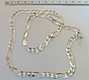 20" Sterling Silver 7mm wide Heavy 33gram or 1 ounce Figaro Necklace Chain - Picture 1 of 1