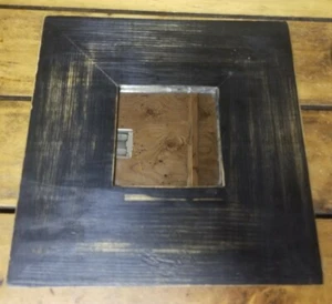 Square 10 Inch Rustic Brown Framed Mirror - Picture 1 of 3