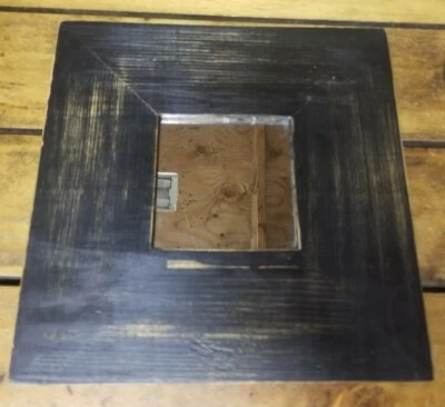 Square 10 Inch Rustic Brown Framed Mirror - Image 1 of 3