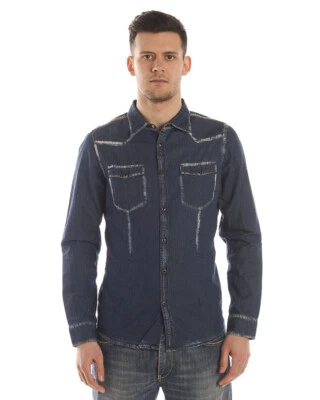Camicia Daniele Alessandrini Shirt MADE IN ITALY Uomo Denim C90003800 1111 - Immagine 1 di 4