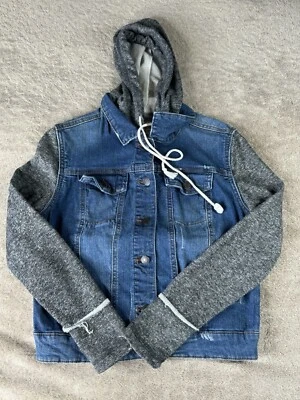 Mossimo Denim Distressed Sweater Jean Jacket size Small - Image 1 of 4