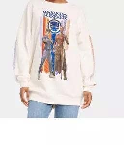 Women's Marvel Black Panther Wakanda Forever Sweatshirt Size Lg. (Oversize) NEW - Picture 1 of 11