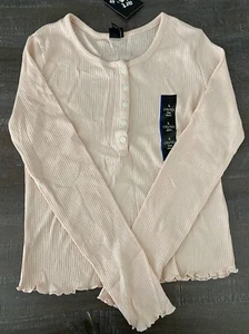 Art Class Girl's Size L (10-12) Long Sleeve Ribbed Henley T-Shirt Blush New - Picture 1 of 6