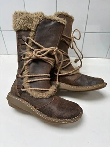 BOTAS DE NIEVE FATFACE 4 37 planas de cuero de motociclista peludas invierno ribete de piel sintética - Imagen 1 de 16
