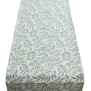 Willow Sprig Leaf Linen-Blend Table Runner in Sage Green. Available in Two Sizes - Picture 1 of 3