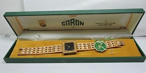 NOS Antique Vintage 1950's GARON Womens Wrist Watch Brown Dial 17j VEGAS Box 105 - Picture 1 of 9
