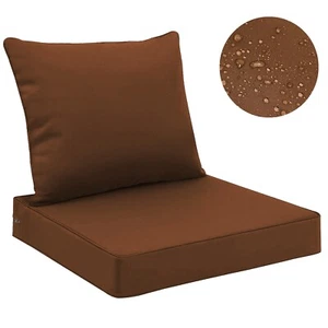 Outdoor Patio Chair Cushions Set Water-resistant Sofa Seat/Back Cushions w/ Ties - Picture 1 of 37