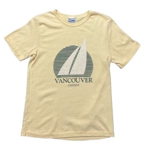 Vintage Vancouver Canada T Shirt Sz M Yellow Sailing Tourist Single Stitch 80s - Picture 1 of 9
