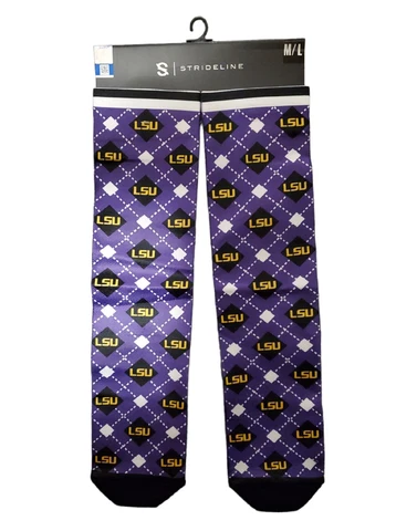 LSU Tigers Dress Socks University Strideline Licensed NCAA Wear Cover
