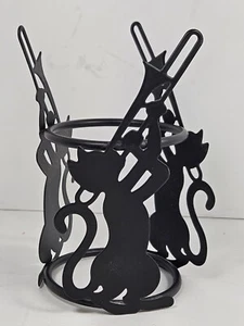 Penco schwarz Metall Silhouette Katzen Stumpenkerzenhalter, 3 Schiebe Posaunenspieler - Bild 1 von 8