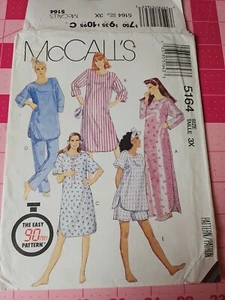 Vintage McCalls Pattern 5164 Sleepwear Lounge Gowns Top Pants Size 3X UNCUT - Picture 1 of 5