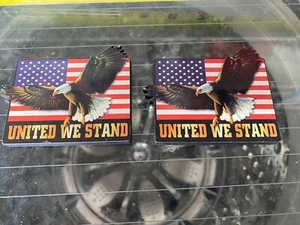 2 United We Stand American Flag Bald Eagle Refrigerator Magnet Made In The USA - Picture 1 of 5