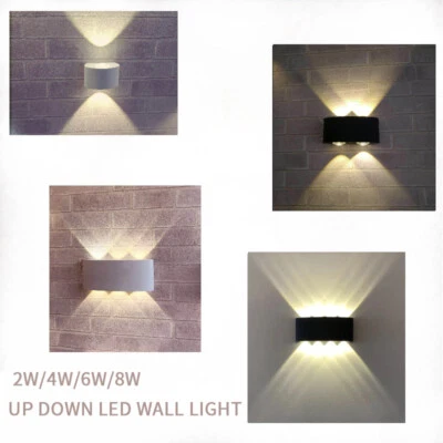 1/10x LED Wall Light 2W 4W 6W 8W Up & Down Sconce Lamp Outdoor Lighting IP65 MKT - Image 1 of 4