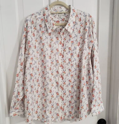 Top On 34th para mujer floral con botones 3X manga larga ligero primavera oficina  Foto 1 de 4