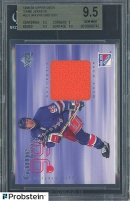 Camiseta deportiva de juego de hockey de cubierta superior 1998-99 Wayne Gretzky HOF GU BGS 9,5 Foto 1 de 2