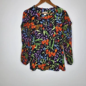 Maeve Anthropologie Womens Jacquin Peasant Floral Blouse Size M Black Boho NWT - Picture 1 of 9