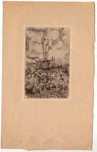 ROBERT BUDZINSKI: Exlibris für Ernst Wald, 1913, Akt - Imagen 1 de 1