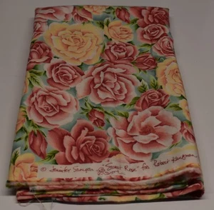 JENNIFER SAMPOU süße Rose Robert Kaufman rosa pfirsich türkis 1 Yard x 42" - Bild 1 von 3