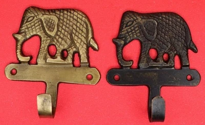 Elephant Antique Repro Brass Handmade Key Cloth Towel Wall Mounted Hanger Hook - image 1 of 4