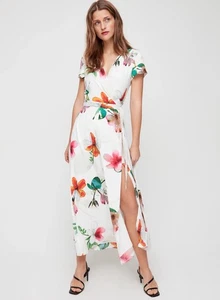 Aritzia Babaton Wrap Dress Floral Size L NWT - Picture 1 of 14