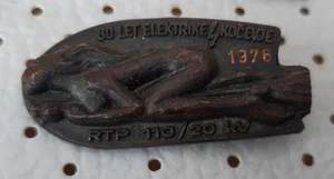 Witch on a broomstick Kocevje 1976 mask carneval Slovenia vintage pin - Picture 1 of 1