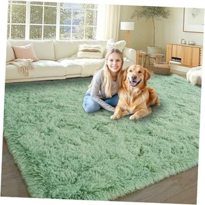 8x10 Area Rugs for Living Room, Soft Plush Fluffy Shaggy 8x10 Feet Sage Green - Picture 1 of 7