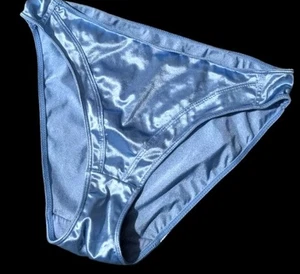 Bezauberndes Vintage Bikini Satin Höschen blau Unterwäsche hochgeschnitten nass glänzend Gr. 7 - Bild 1 von 4