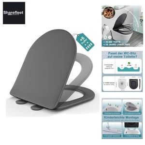 Toilettensitz D-Form mit Soft Close Technologie – Universell einsetzbar in Grau - Bild 1 von 9