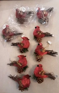 POTTERY BARN-Bottlebrush CARDINAL Holiday TREE ORNAMENT Red 6" x 6' NEW - Picture 1 of 14