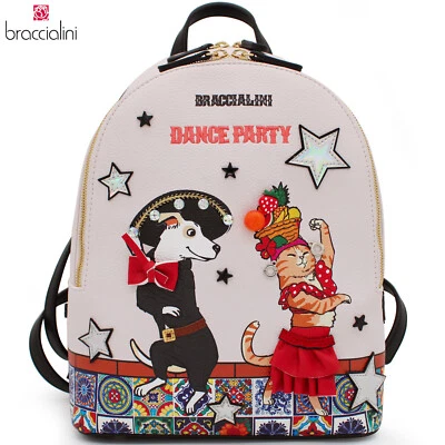 Braccialini Mujer Diseñador Creativo Rosa Mochila con Gato y Perro Danza Mexicana Foto 1 de 4