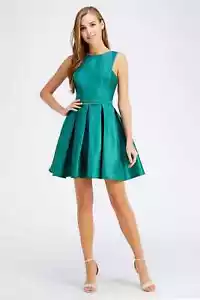 DAMEN ÄRMELLOS TAFT formelles Brautjungfer Abschlussball KURZKLEID Größe S M L 24404 - Bild 1 von 9