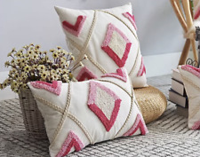 Geometric Handmade Pink Moroccan Style Macrame Nordic Boho Tassel Cushion Cover