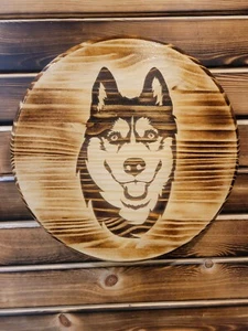 Siberian Husky Hund - Holzfass Top - 15" Runde Holz Wanddekoration - Bild 1 von 1