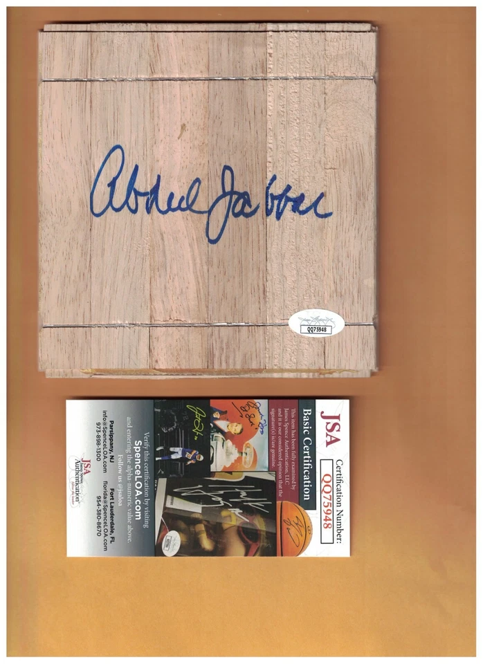 Kareem Abdul-Jabbar AUTOGRAFIADO 6X6 BALONCESTO PISO FIRMADO LOS ANGELES JSA Foto 1 de 1