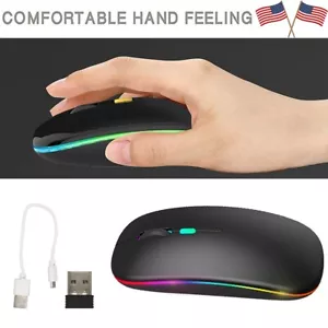 Slim 2.4GHz Optical Wireless Mouse Mice+USB Receiver For PC Laptop Rechargeable - Picture 1 of 16