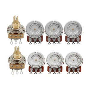 Fleer 4 A250K & 4 B250K Potis Gitarrenpotentiometer volle Größe Messing langer Schaft - Bild 1 von 13