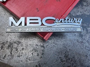 Vintage Metal Box & Cabinet MBC Toolbox Metal Emblem Badge Logo - Picture 1 of 2