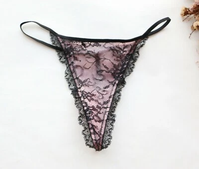 Mujeres Sexy Tanga Floral Malla T-back Ropa Interior Tanga Bragas Negro XS-S-M-L-XL Foto 1 de 4