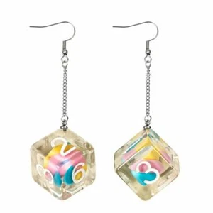 Dice Earrings: D6 Dice w/Colorful Inclusion Nerdy RPG Jewelry - Picture 1 of 1