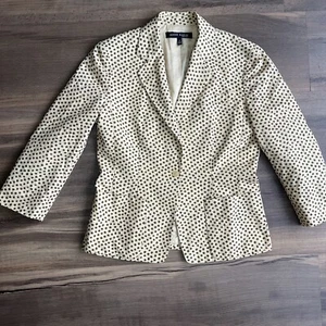 Anne Klein New York Women’s Floral Print 100% Cotton Blazer Lined Yellow Size 8 - Picture 1 of 16