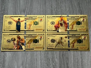 Stephen Curry Basketball NBA - Gold Foil Notes/Souvenir Cards Set (4) - Imagen 1 de 3
