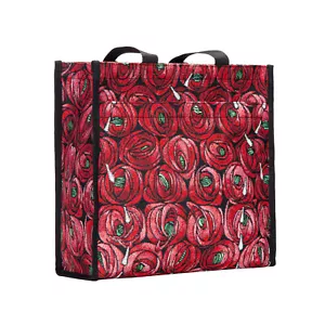 Signare Tapestry Shopping Bag For Woman in Rose and Tear Drop Flower Design - Picture 1 of 7