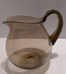 VINTAGE BLENKO BROWN/AMBER WIDE MOUTH CIDER JUG/ PITCHER HAND BLOWN #2750L - Picture 1 of 5