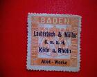  Reklamemarke  Baden  Allot - Werke  Lauterbach & Müller G.m.b.H. Köln s. Rh. 
