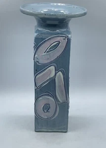 Vintage 1980s Cunningham Pottery Iowa Pottery Square Tall Vase - Picture 1 of 12