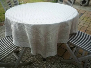 Tablecloth Jacquard 160x160 CM Leinenton Flower France With Teflonschutz - Picture 1 of 5